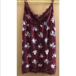 Maroon Floral Lace Dress (American Eagle)